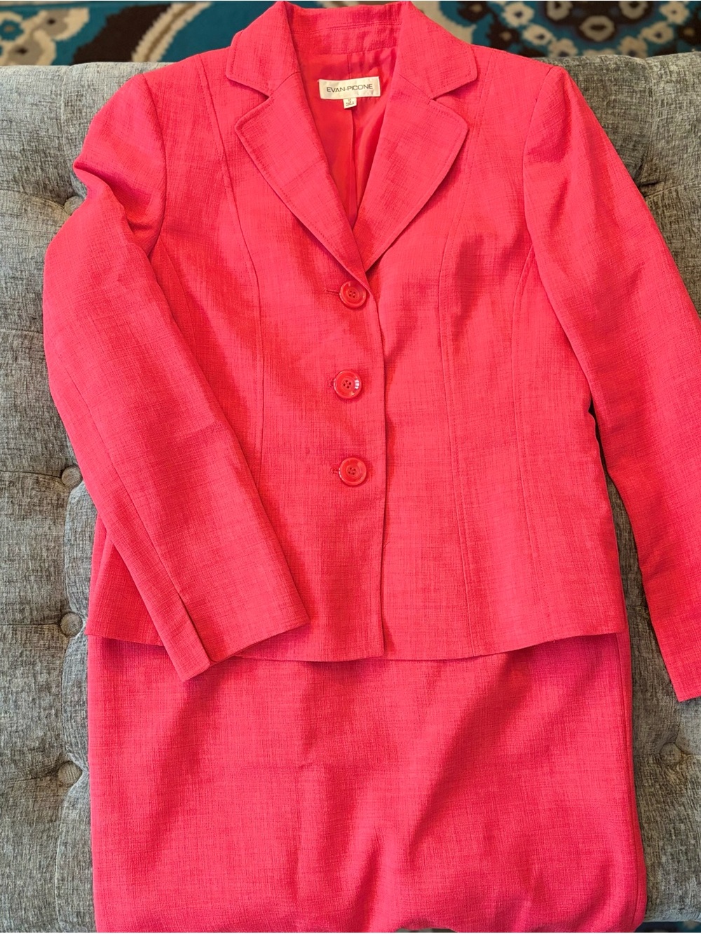 Evan Picone Vibrant Pink Women's Two-Piece Skirt Suit